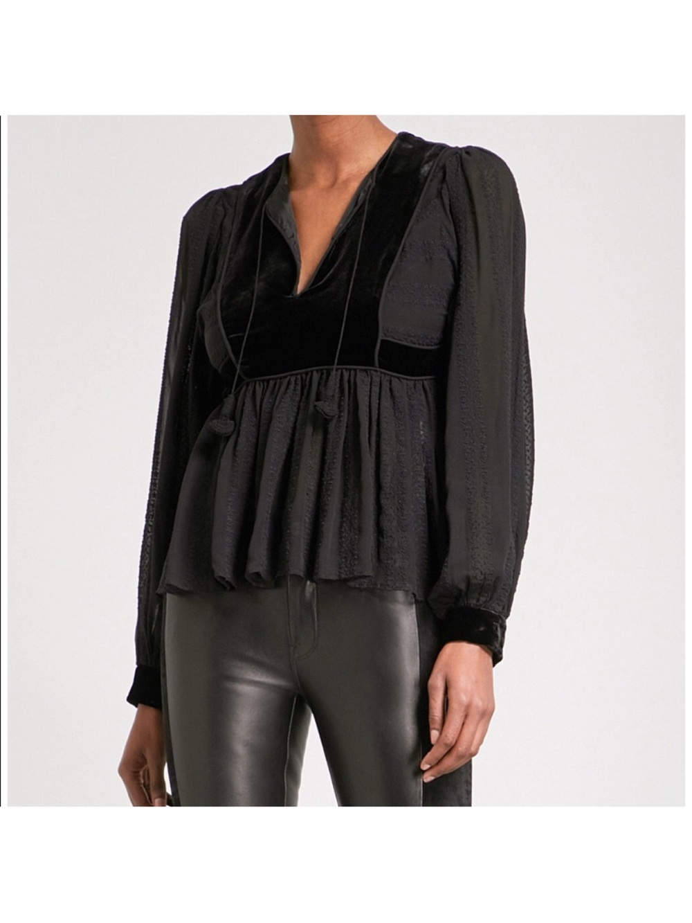 Ulla Johnson Riya Black Silk Velvet Blouse 4